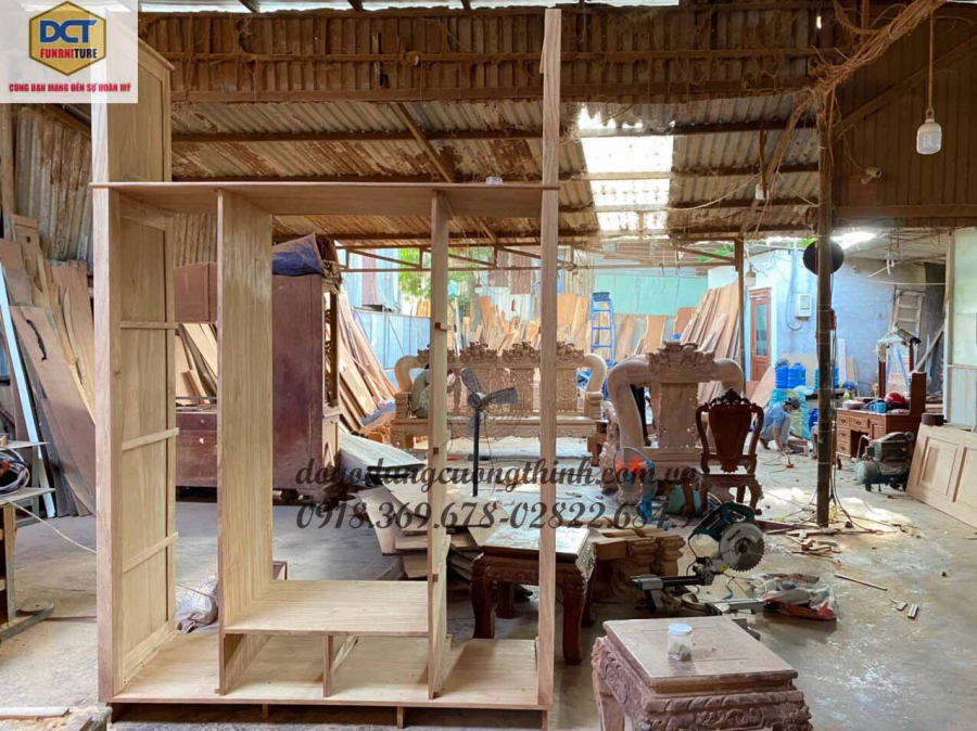tủ áo 4 cánh 3 buồng 2 tầng